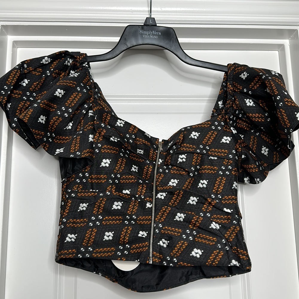 Women's Jules top size 8‎ Autumn Adeigbo Brown and orange NWT! - Picture 8 of 9